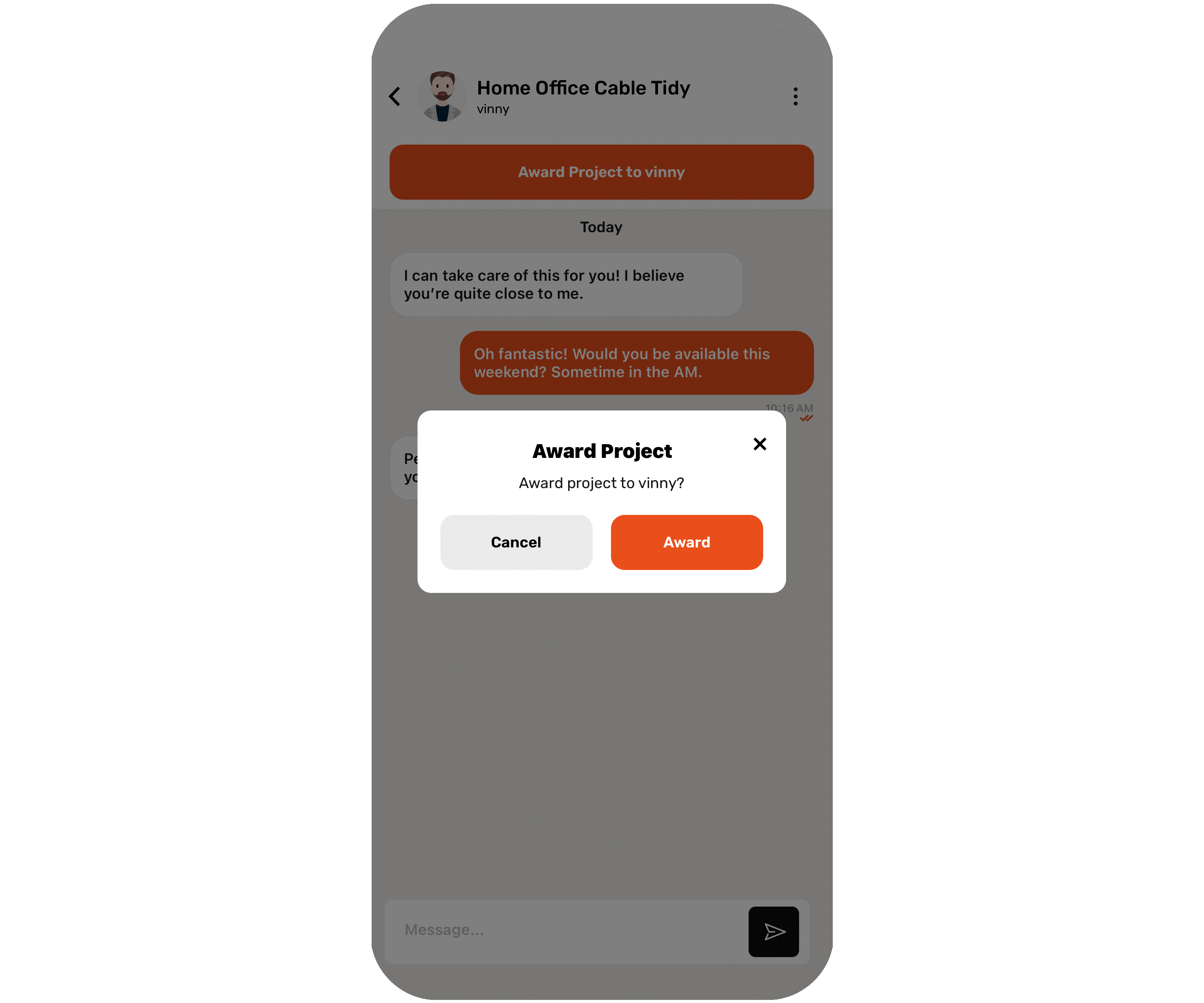 Homeowner awarding a home services project to a QTP Home Helper